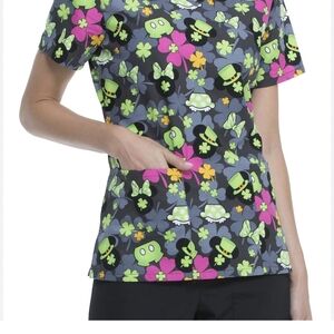 Colorful Patterned Scrub Top